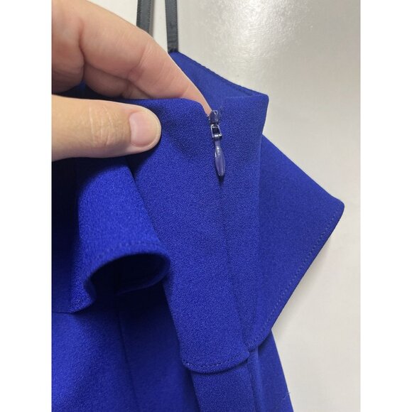 BETSY & ADAM Ruffled One Shoulder Maxi Gown Dress in Cobalt Blue Size 8 - Picture 5 of 9